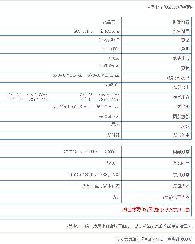 钽酸锂(LiTaO3)单晶