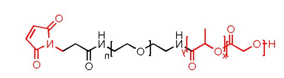Mal-PEG-PLGA，PLGA-PEG-Maleimide，马来酰亚胺PEG聚乳酸羟基乙酸共聚物，LA：GA根据要求定制