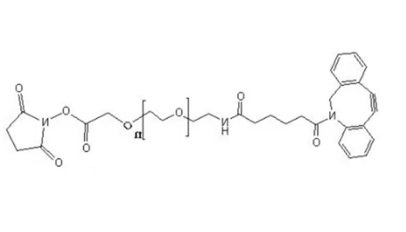 DBCO-PEG-NHS，Dibenzocyclooctyne-PEG-NHS，二苯基环辛炔PEG琥珀酰亚胺酯  分子量：400、600、1K、2K、3.4K、4K