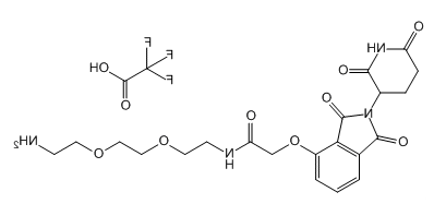 Thalidomide-O-amido-PEG2-NH2.TFA，沙利度胺-O-酰胺-二聚乙二醇-氨基三氟乙酸盐。