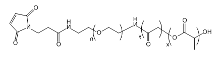 Mal-NH-PEG-PLGA(20K);马来酰亚胺基氨基-聚乙二醇-聚(乳酸-共-乙醇酸)(20K);Maleimide-PEG-Poly(lactic-co-glycoclic acid)(20K) Mal-NH-PEG-PLGA(20K);马来酰亚胺基氨基-聚乙二醇-聚(乳酸-共-乙醇酸)(20K);Maleimide-PEG-Poly(lactic-co-glycoclic acid)(20K)
